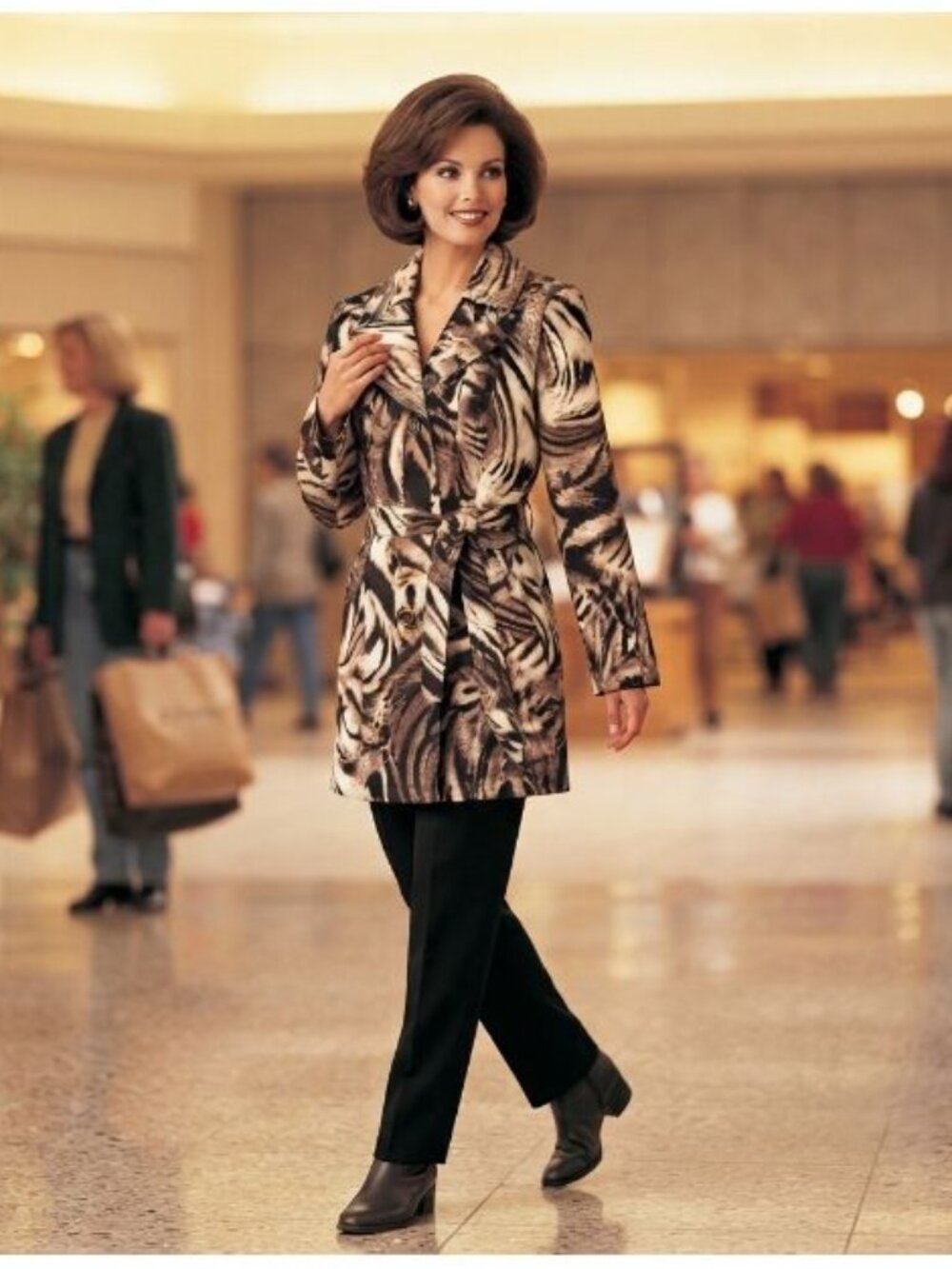 Susan Graver Women XL Blazer Black White Animal Print Belted Statement Essential - Picture 1 of 7